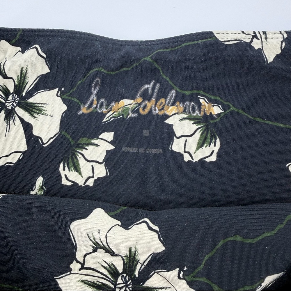 Sam Edelman High Rise Floral Leggings Size M Bold Garden Black Off-White Yoga - Picture 5 of 9